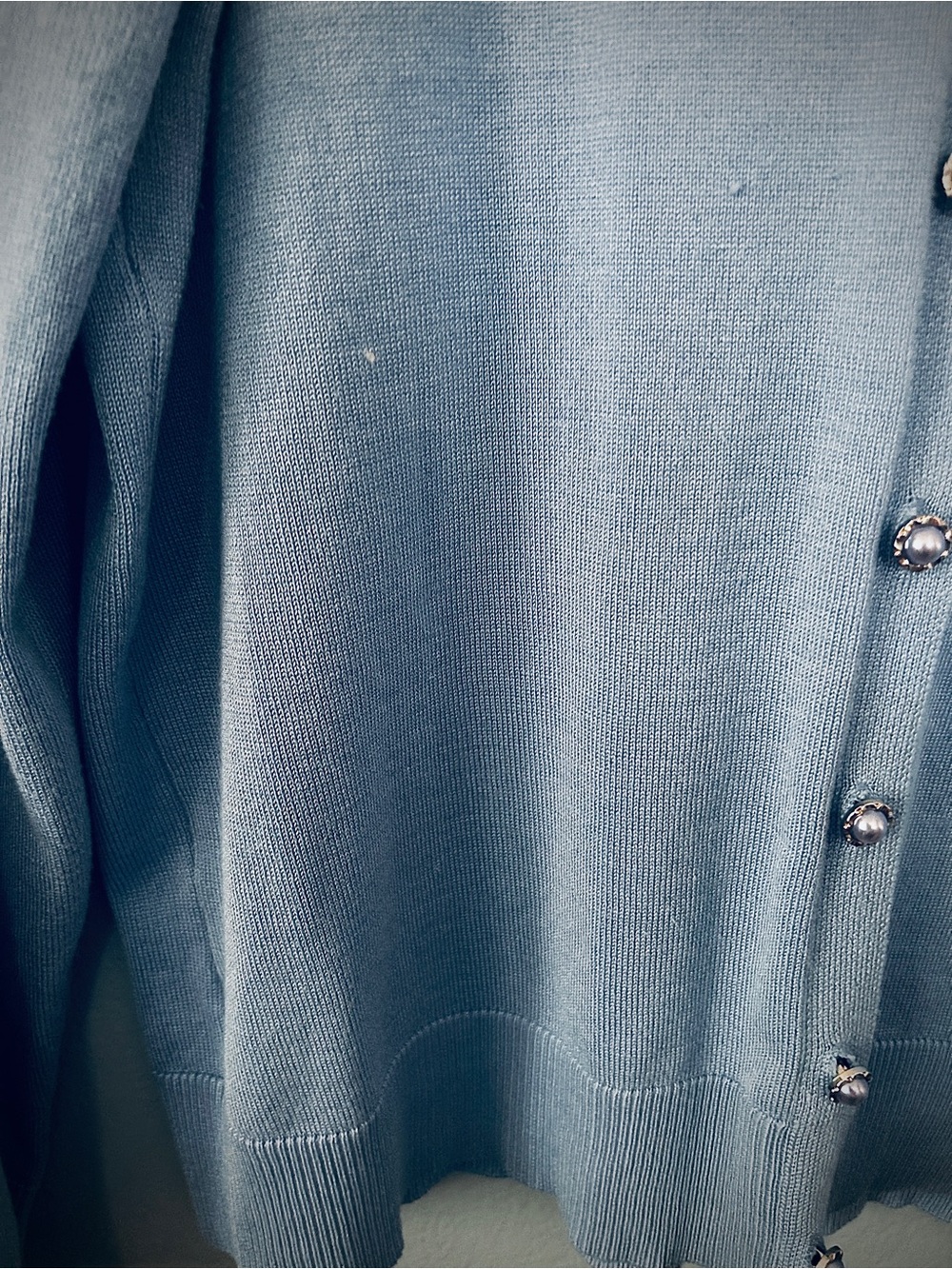 Light Blue Button-Front Cardigan Sweater For Women XL - Picture 3 of 5